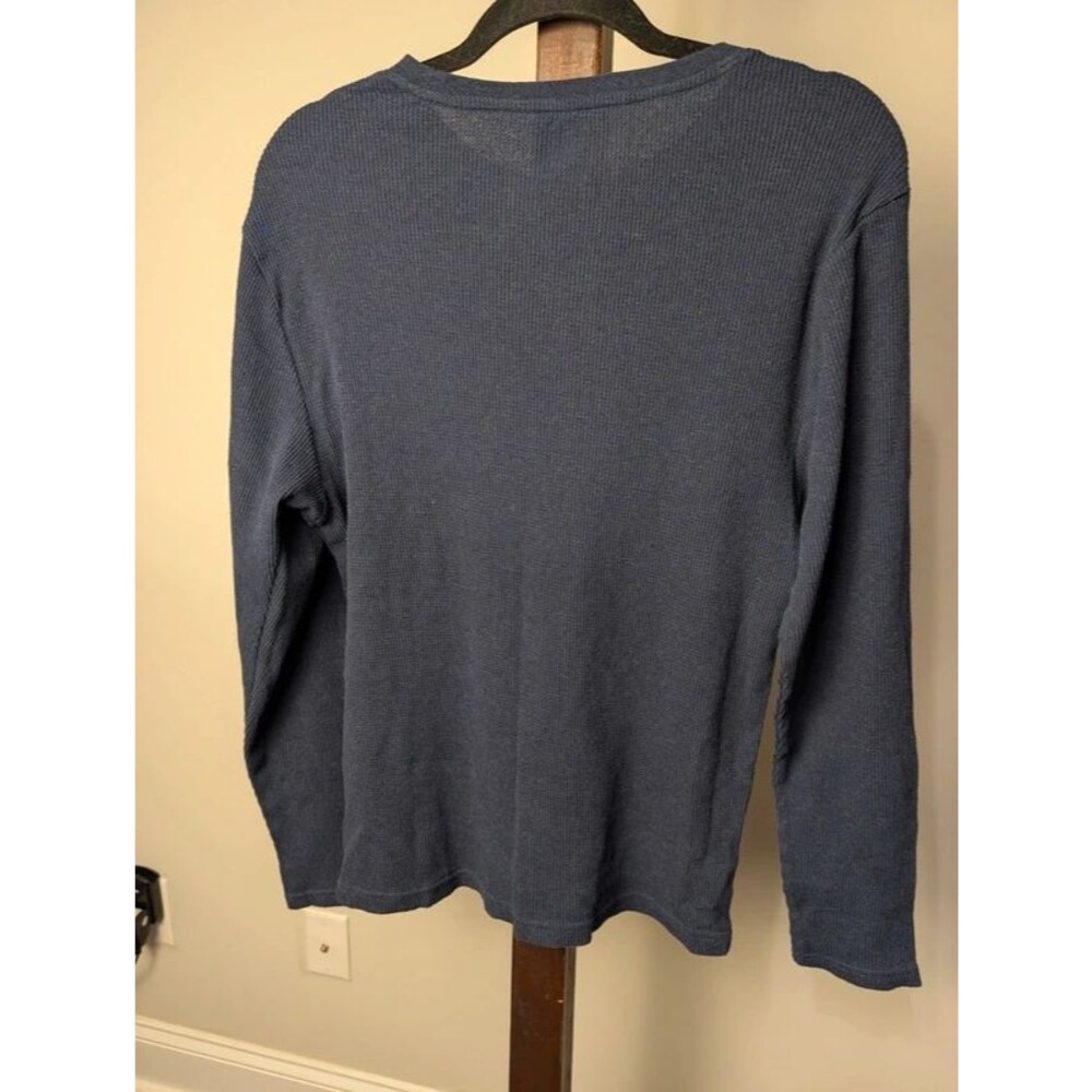 Lucky Brand Navy Waffle Knit Thermal Long Sleeve Top L - Picture 5 of 6